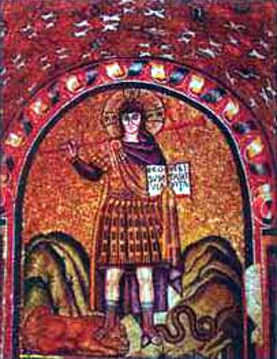 8.ábra: a Ravennai érseki kápolna Krisztus-képe, ahol szakáll nélküli fiatal Krisztust látunk.